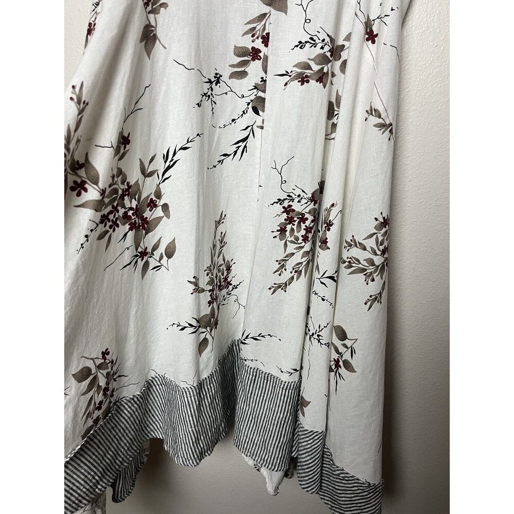 LA BLEND Size Medium Linen Blend White Floral Stripe Wide Strap Sleeveless Dress - Picture 9 of 9